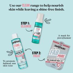 Soap & Glory bottle next to a ruler for scale, illustrating the 11.8 fl oz size