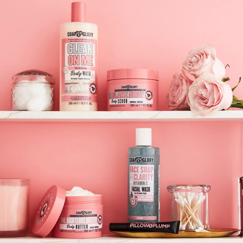 Texture of Soap & Glory cleanser on hand, demonstrating smooth foam and dissolvable beads