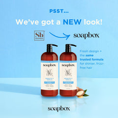 Close-up Soapbox label showing ingredients list and clean formulation benefit