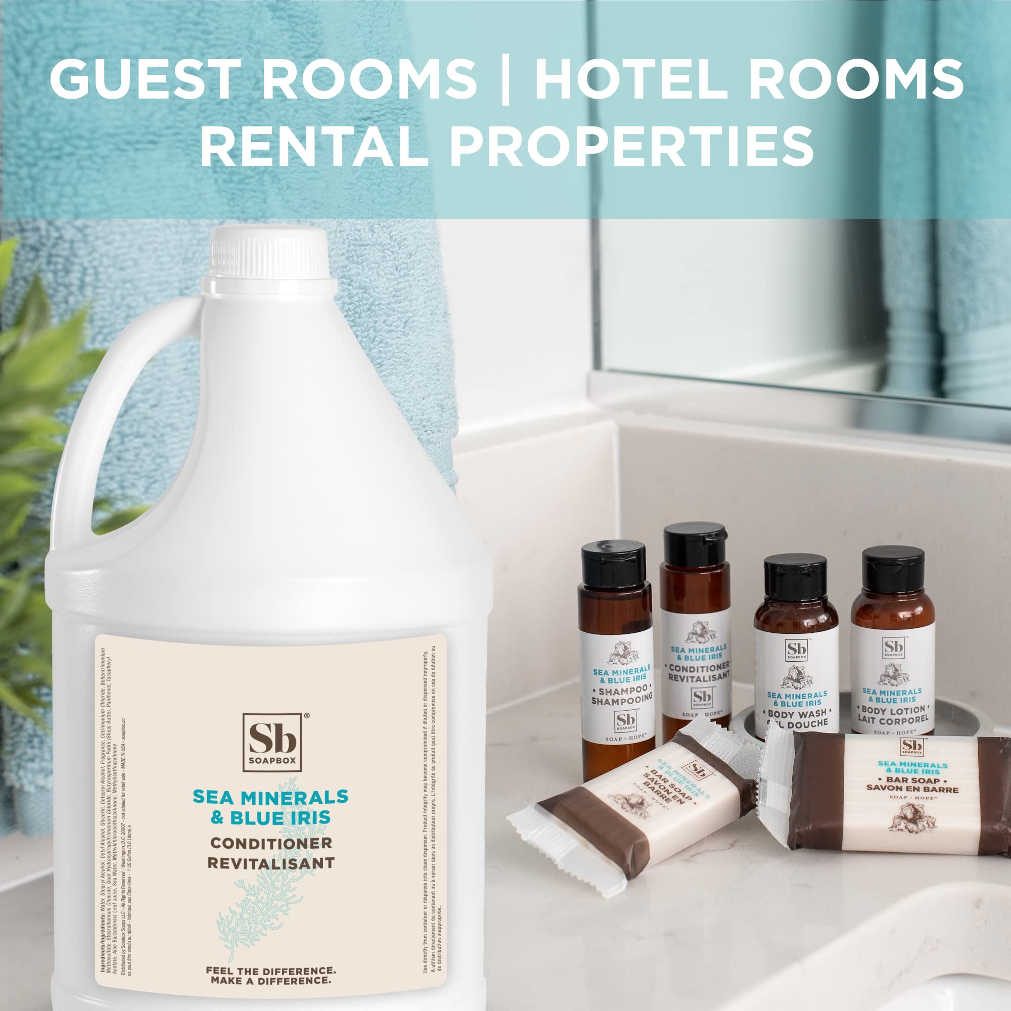 Soapbox being dispensed from wall pump showing guest-room convenience benefit