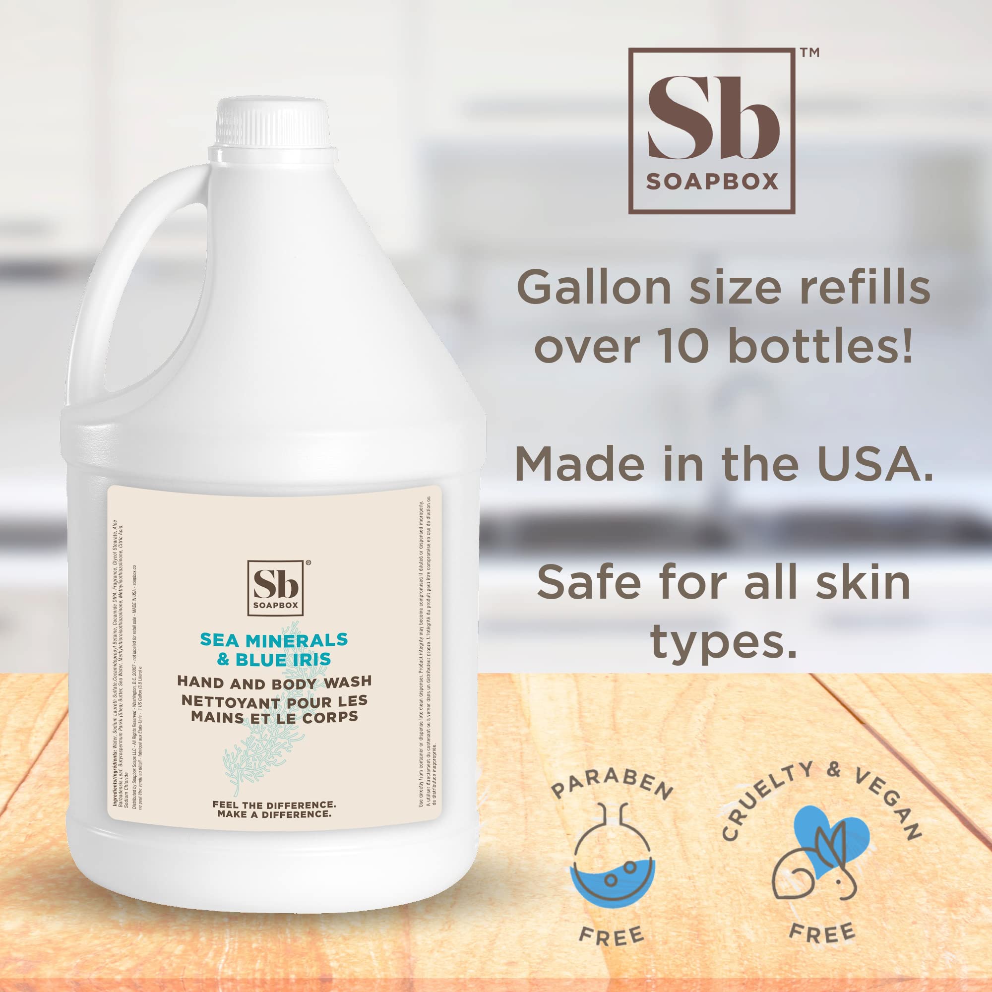 Soapbox gallon bottle top and pour spout for easy refilling