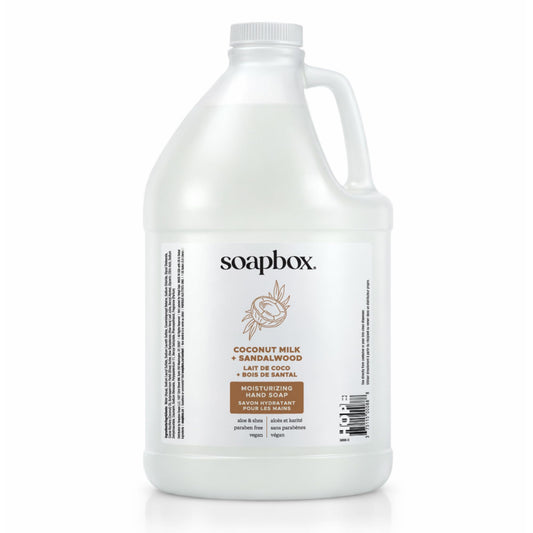 Soapbox gallon front label showing fragrance and size and ease of identification