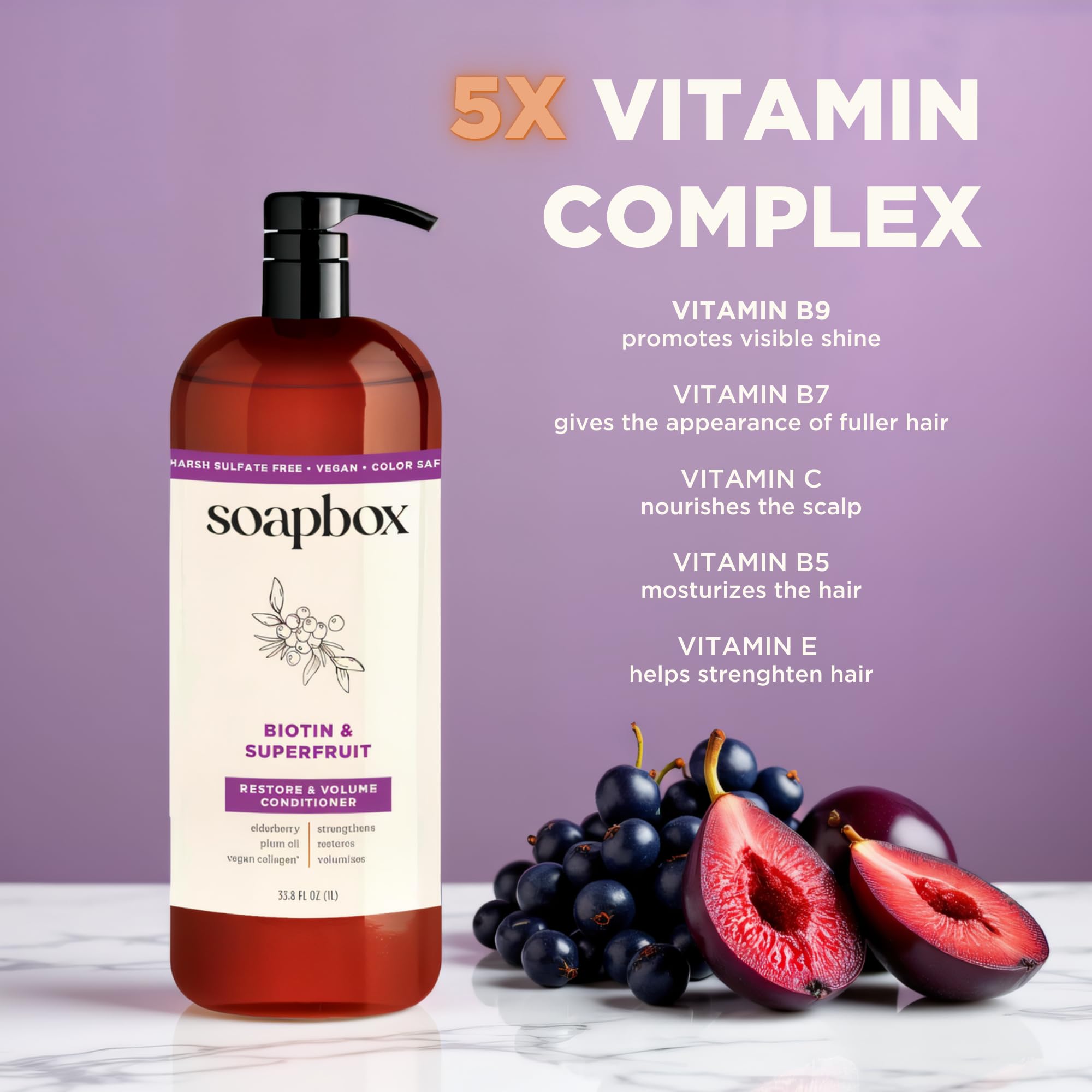 Soapbox label with ingredients and clean-beauty badges for transparency