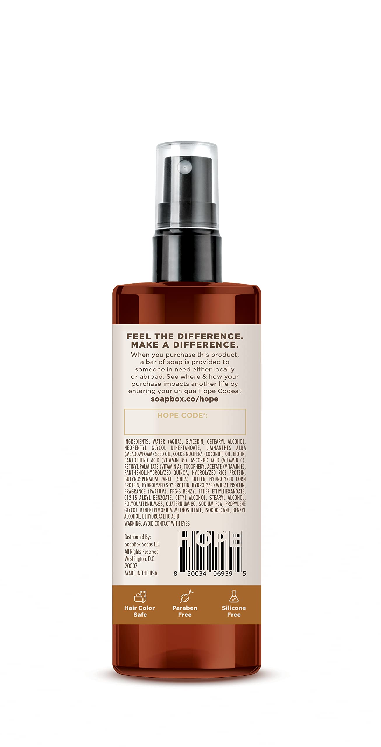 Soapbox Mane Tamer being sprayed into hair for quick detangling and smoothing