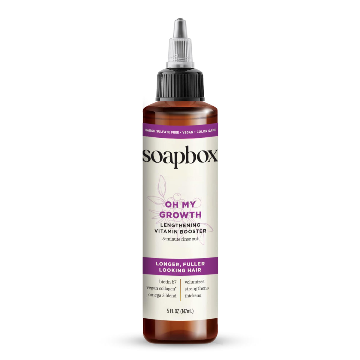 Soapbox Oh My Growth front packaging showing product benefits
