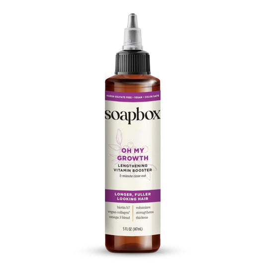 Soapbox Oh My Growth front packaging showing product benefits