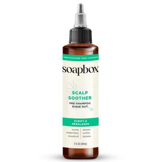 Soapbox Scalp Soother front packaging showing brand and product benefit