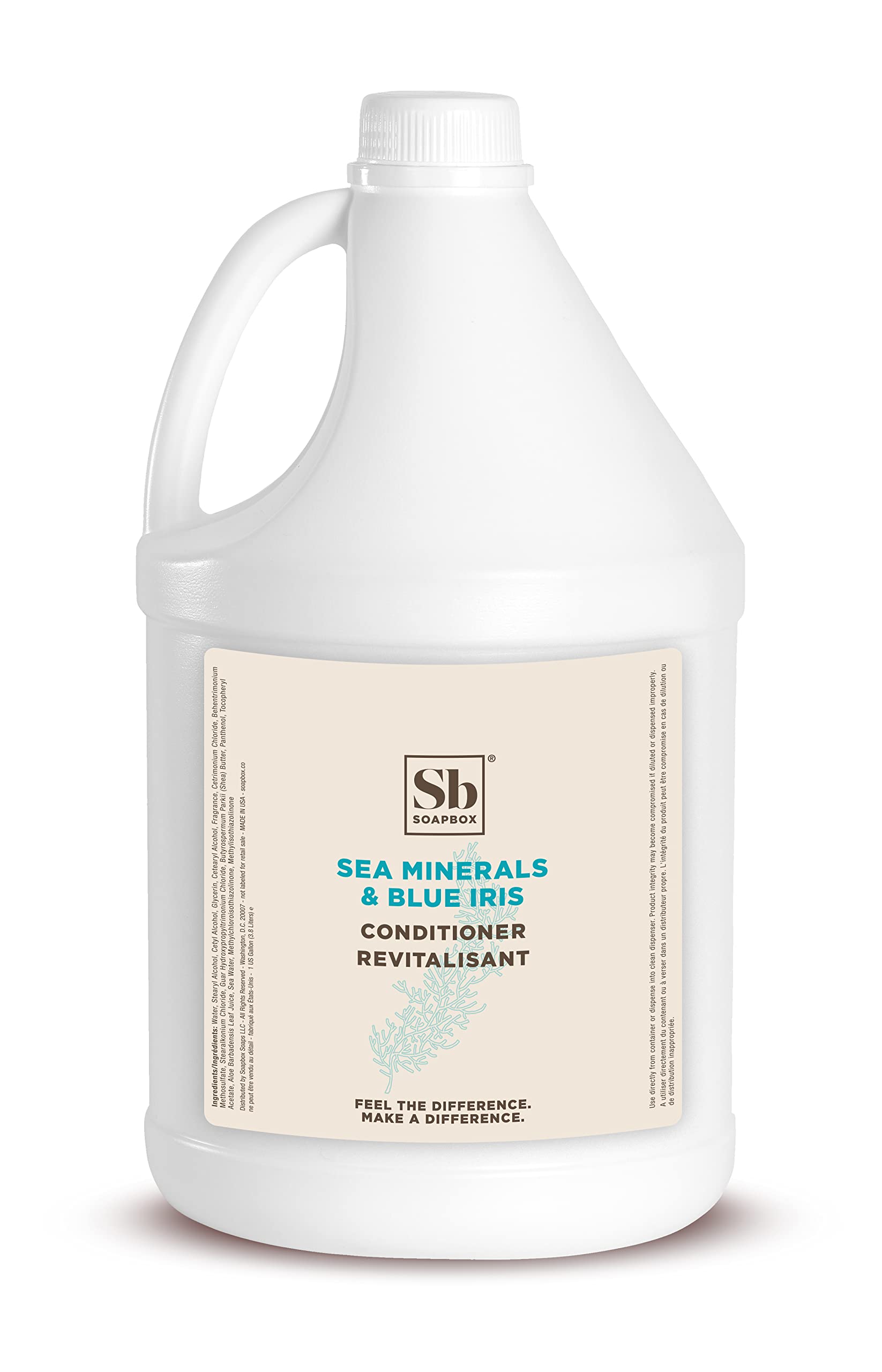 Soapbox gallon bottle front view showing brand and refill benefit