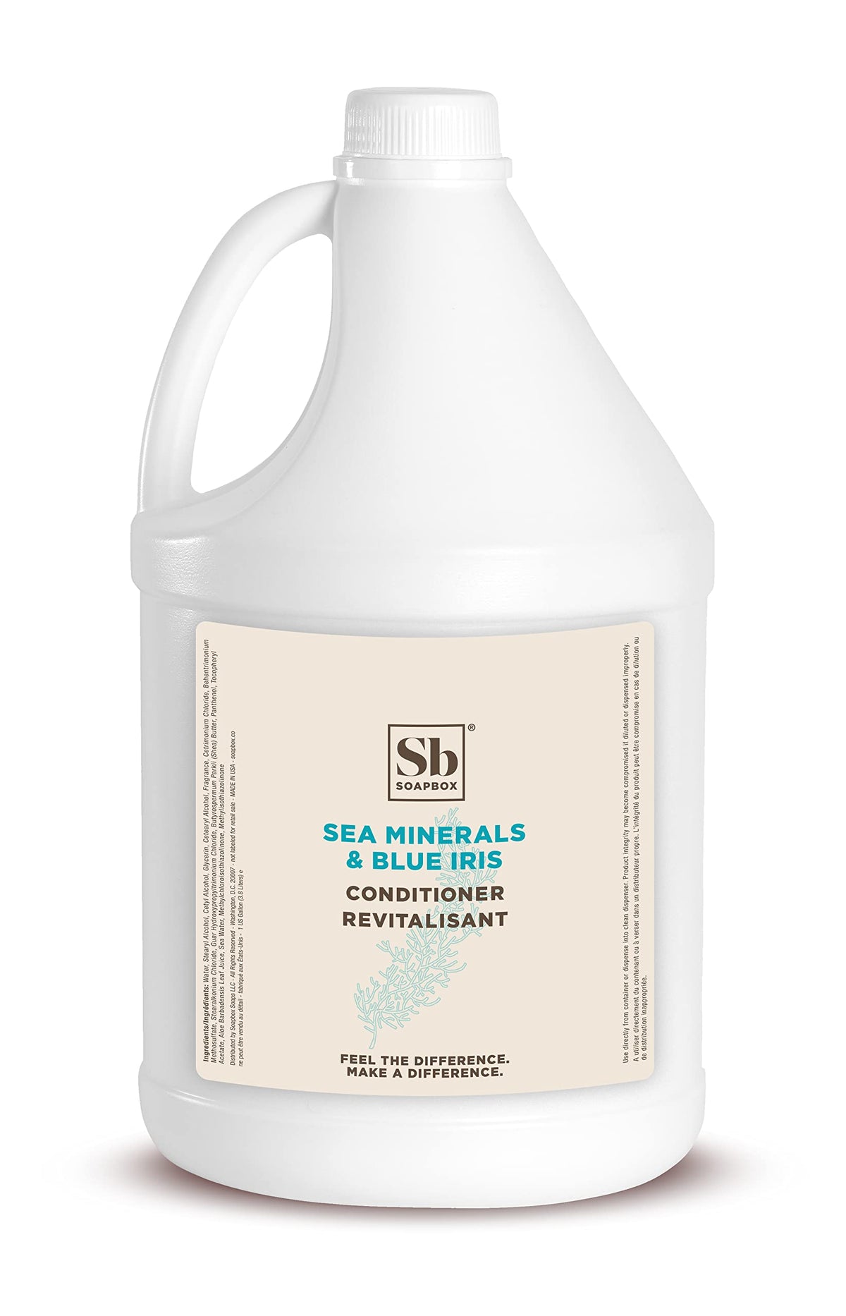 Soapbox gallon bottle front view showing brand and refill benefit