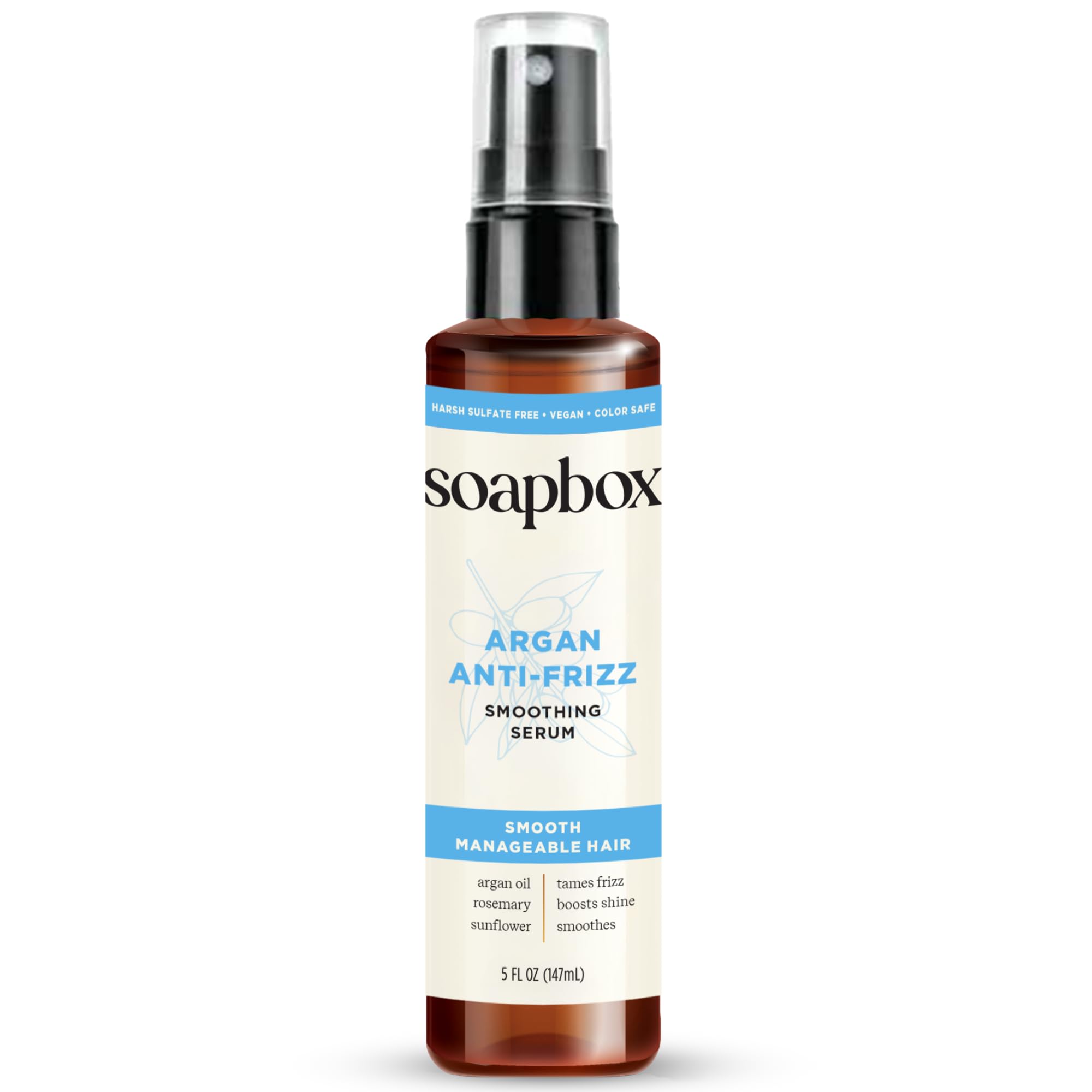 Soapbox bottle front view showing polished packaging and size benefit