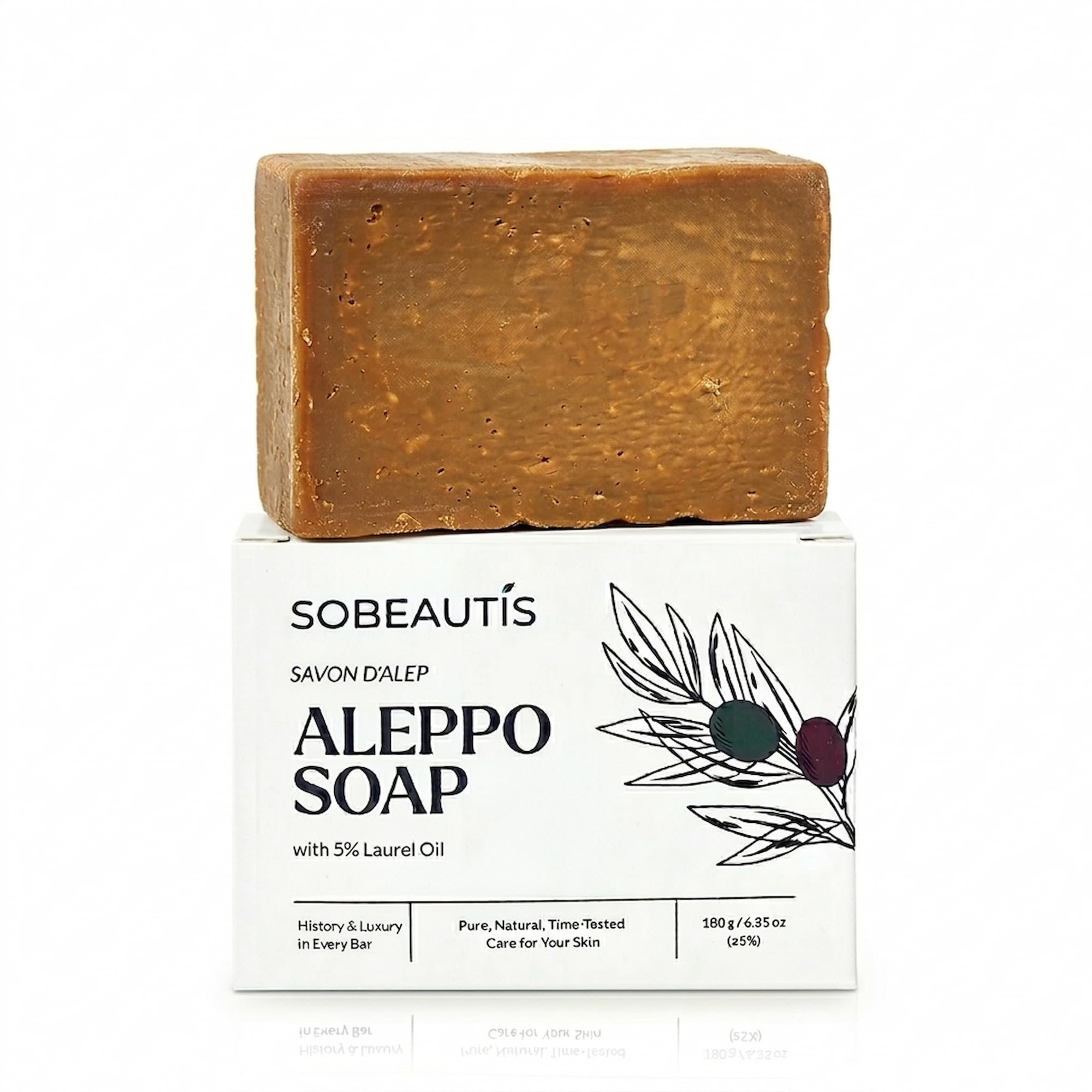 Sobeautis bar front view showing natural look and gentle cleansing benefit
