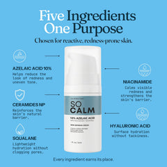 SoCalm bottle close-up highlighting ingredient list and ceramide benefit