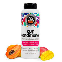 SoCozy front bottle curl conditioner showing label and benefits