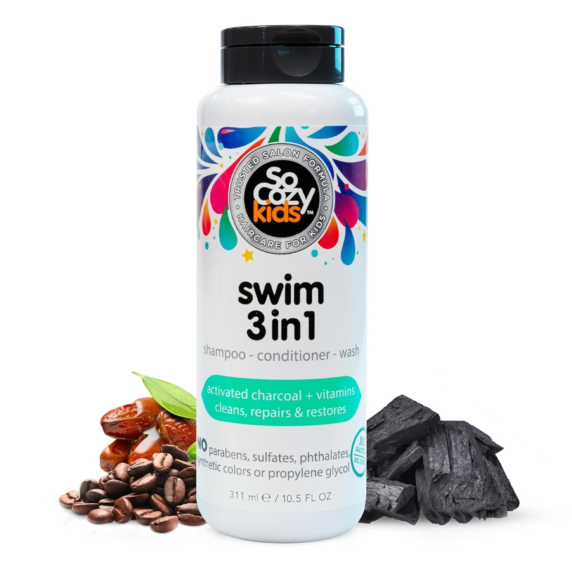 SO COZY front bottle showing swim 3‑in‑1 label and benefits