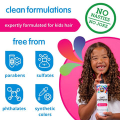 SO COZY child using shampoo in bath demonstrating manageable, detangled curls benefit
