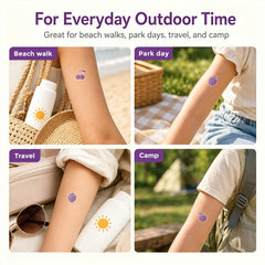 sodknow stickers in a beach bag ready for outdoor sun protection reminders