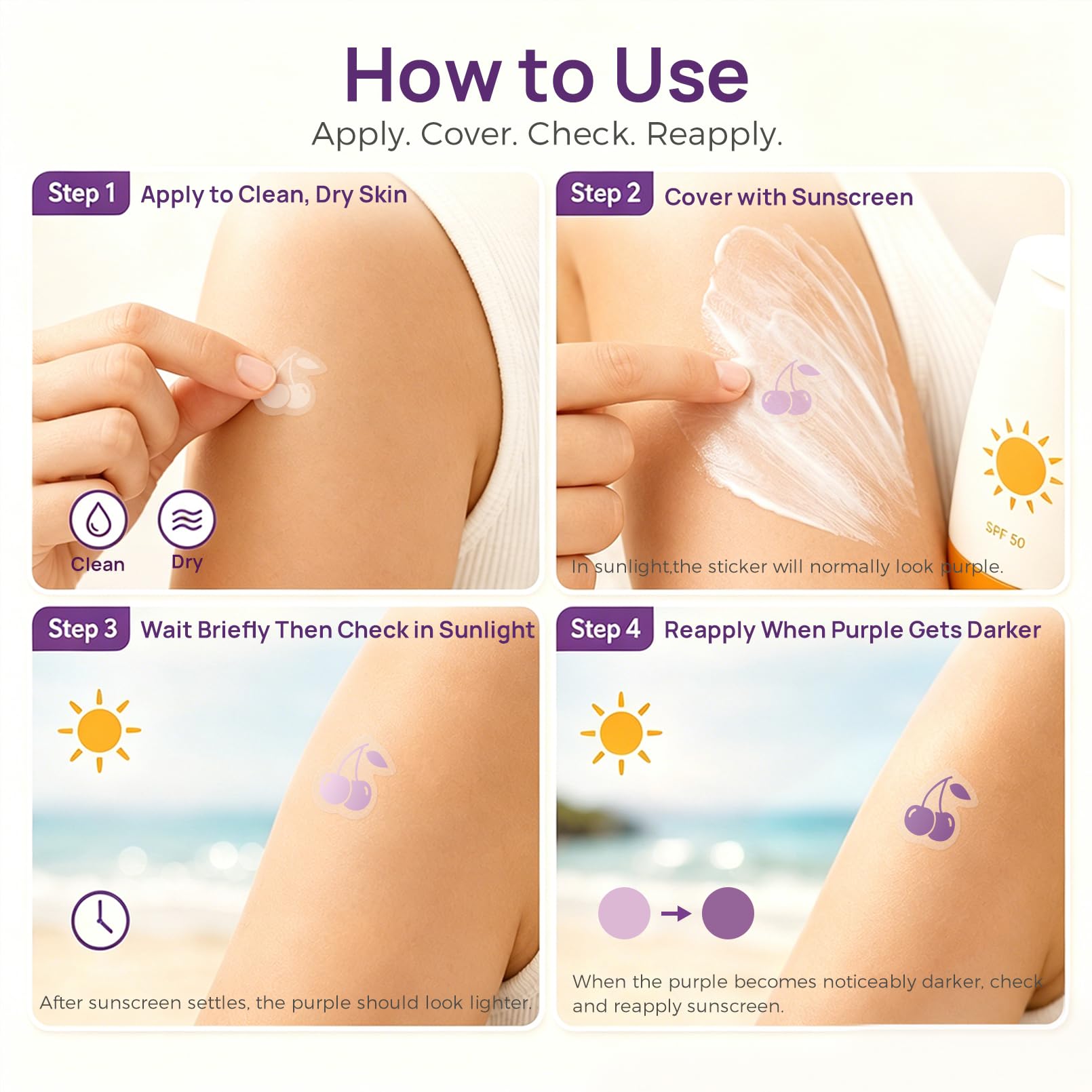 sodknow sticker on skin in sunlight demonstrating quick reapply cue