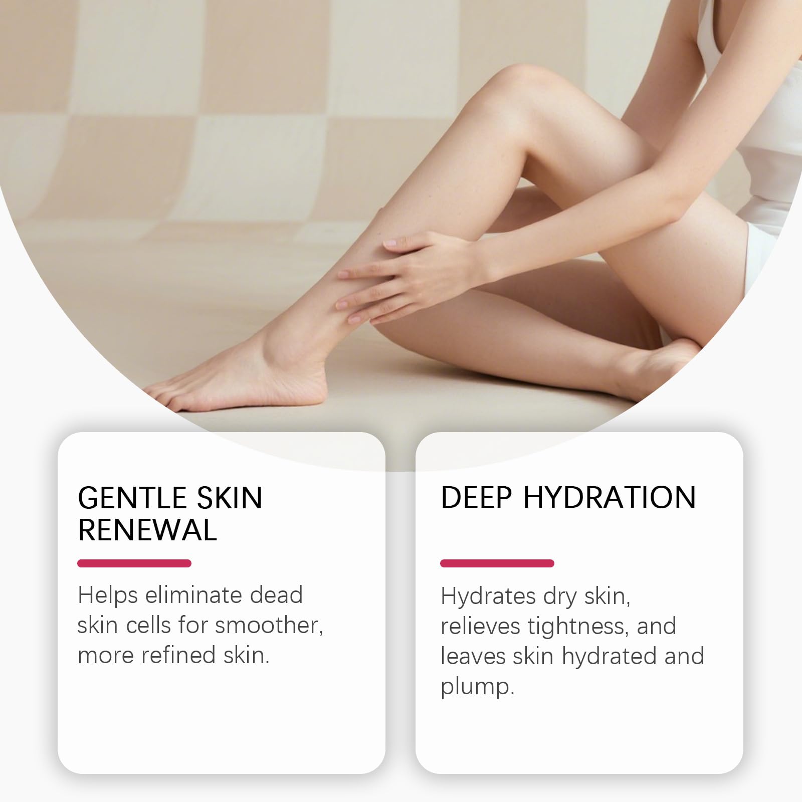 Soelegant applying cream to arm for visible smoothing benefit