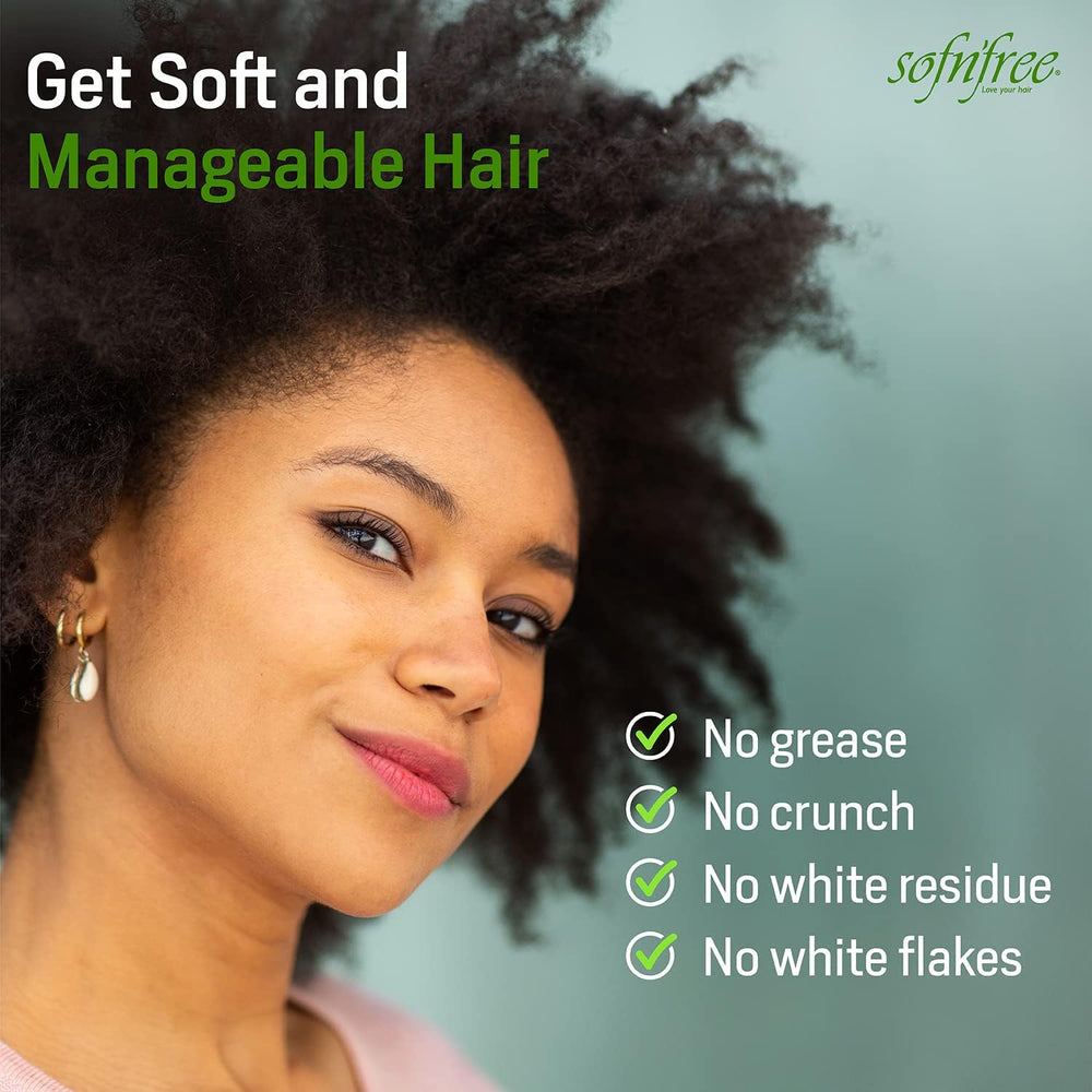 SOF N' FREE coconut ingredient highlight showing nourishing oil for shine and softness