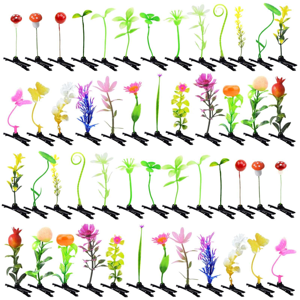 SOFISO front packaging showing 50 assorted plant hair clips for variety