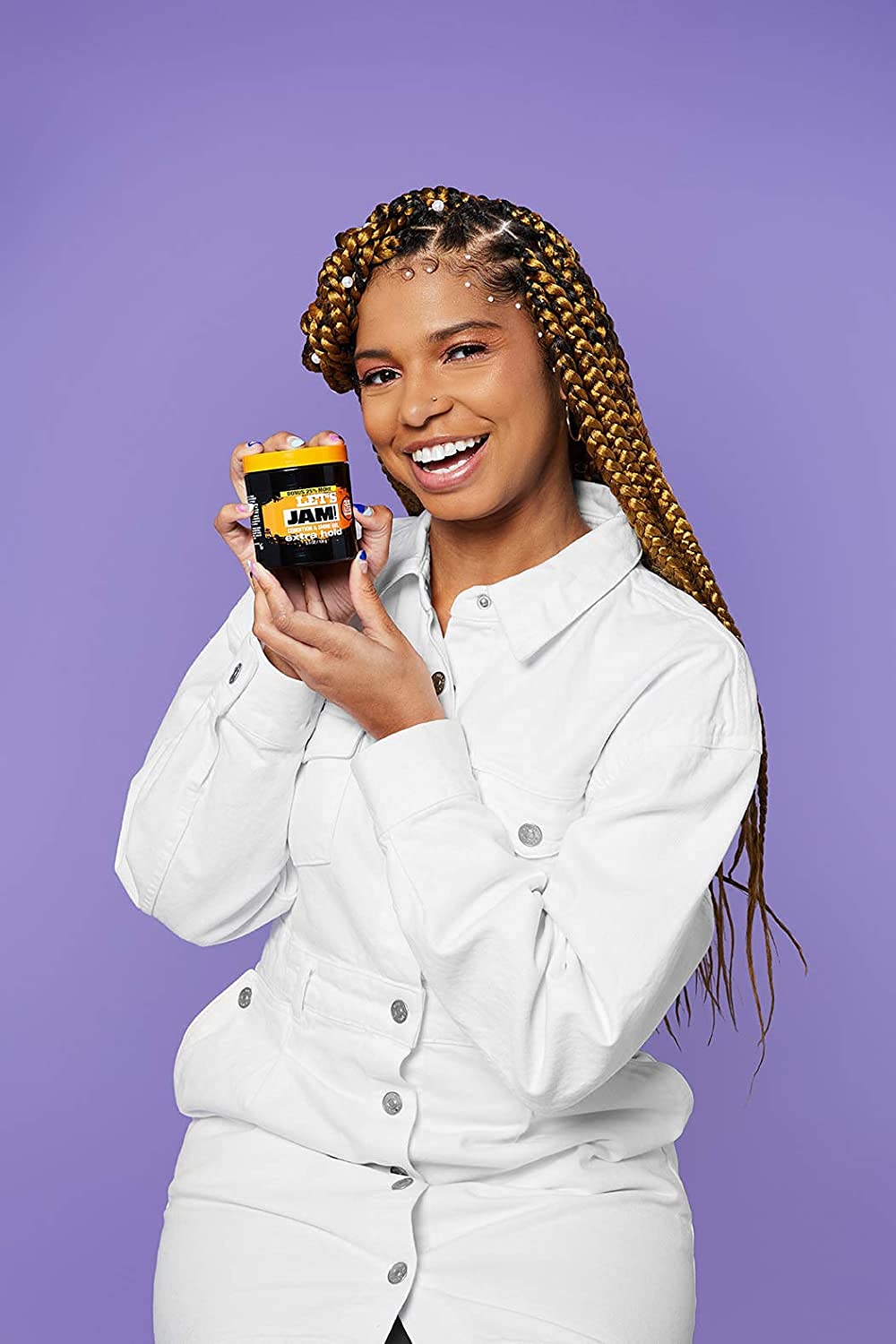 SoftSheen used on braids showing reduced frizz and defined sections