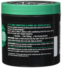 SoftSheen gel applied to hair during styling demonstrating controlled hold and polished shine benefit