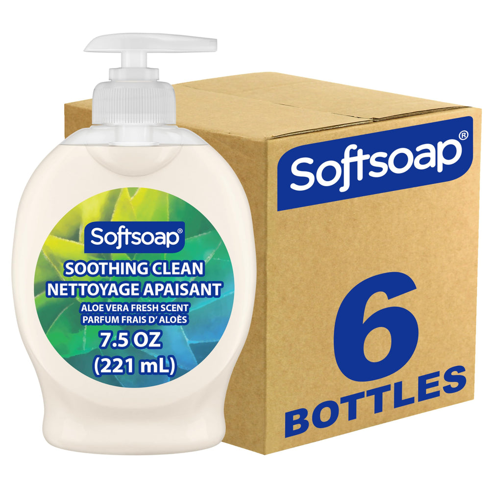 Softsoap front packaging showing aloe scent and moisturizing benefit