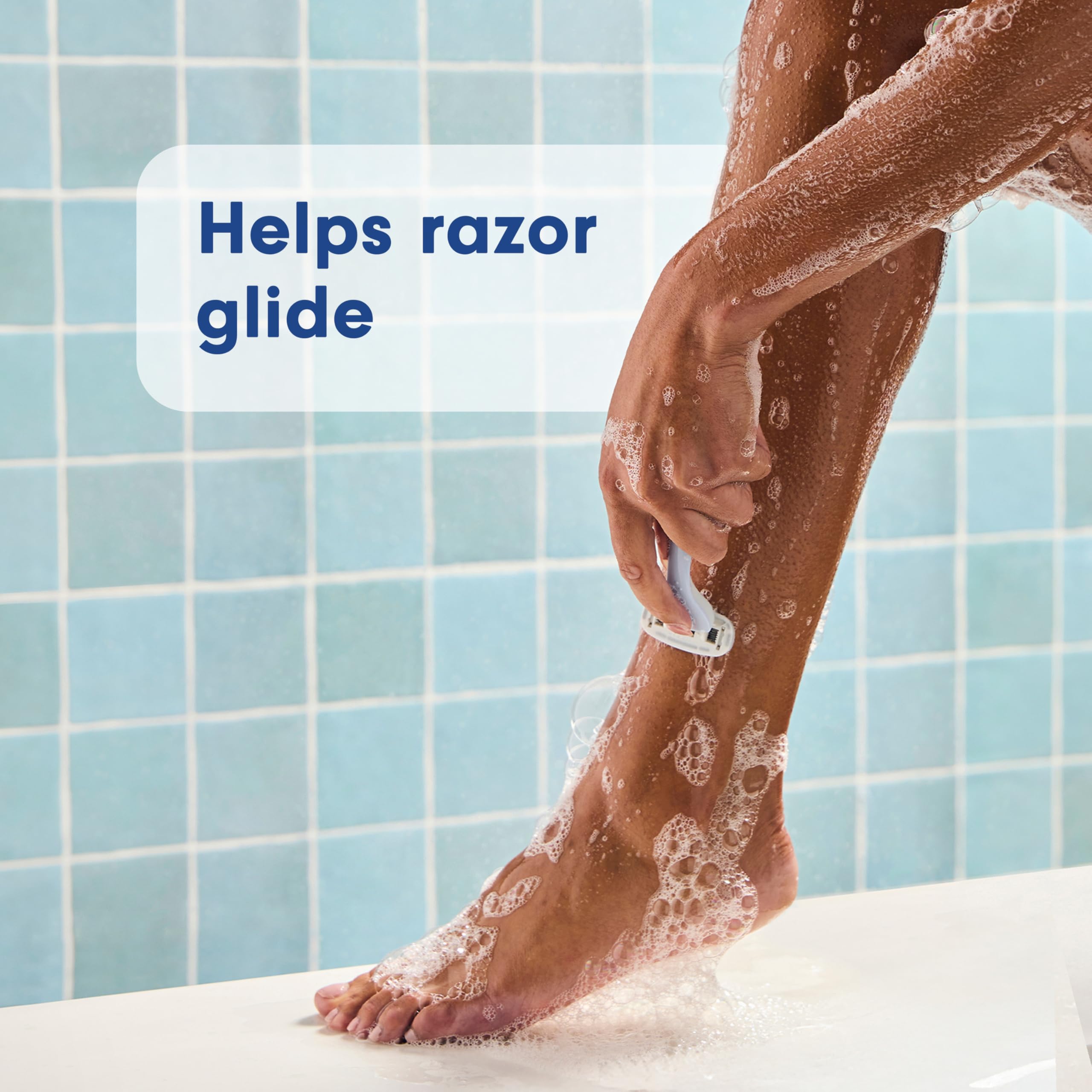 Softsoap applied while shaving legs to demonstrate improved razor glide
