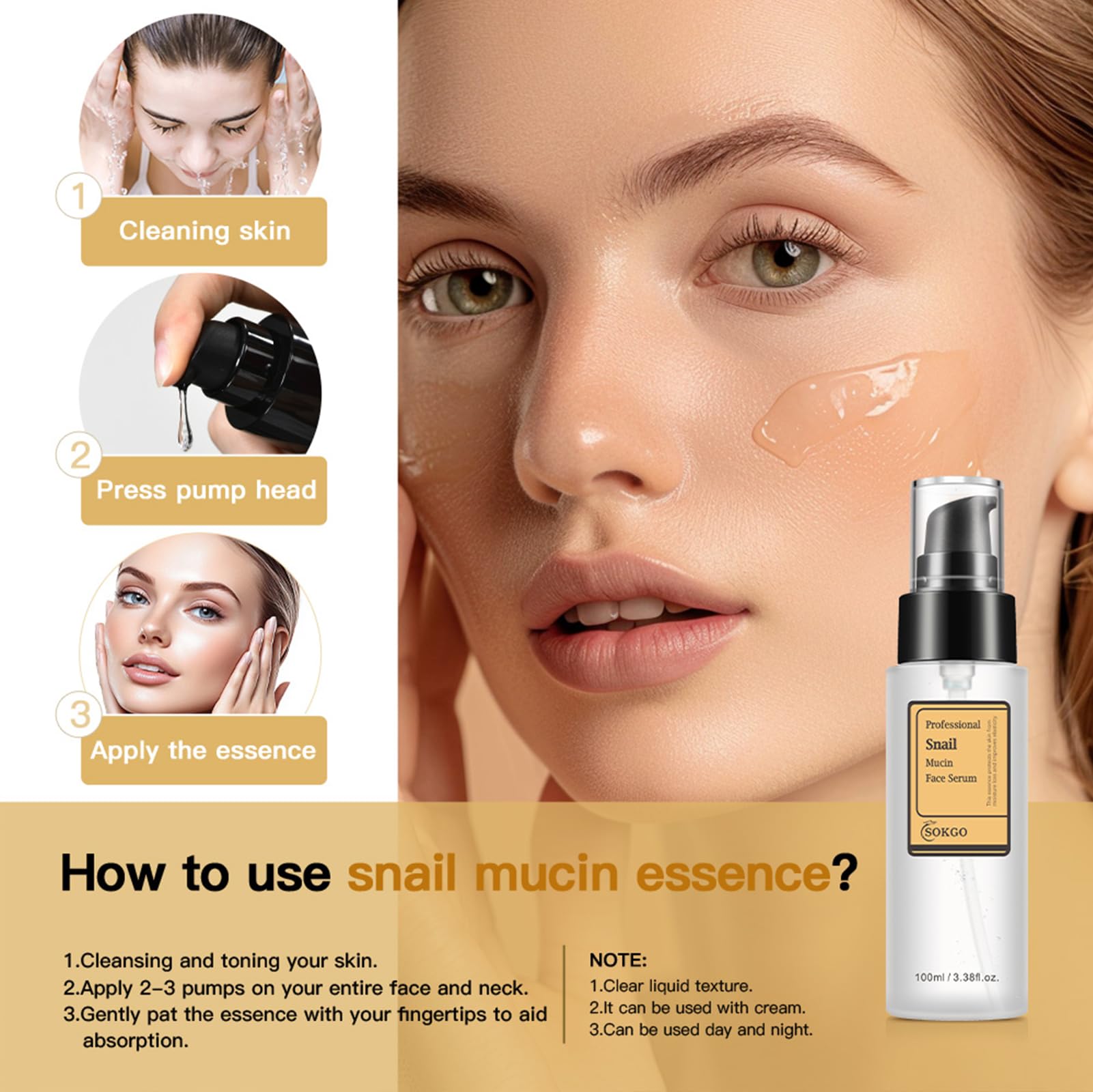 Sokgo ingredient label close-up listing mucin, hyaluronic acid benefits