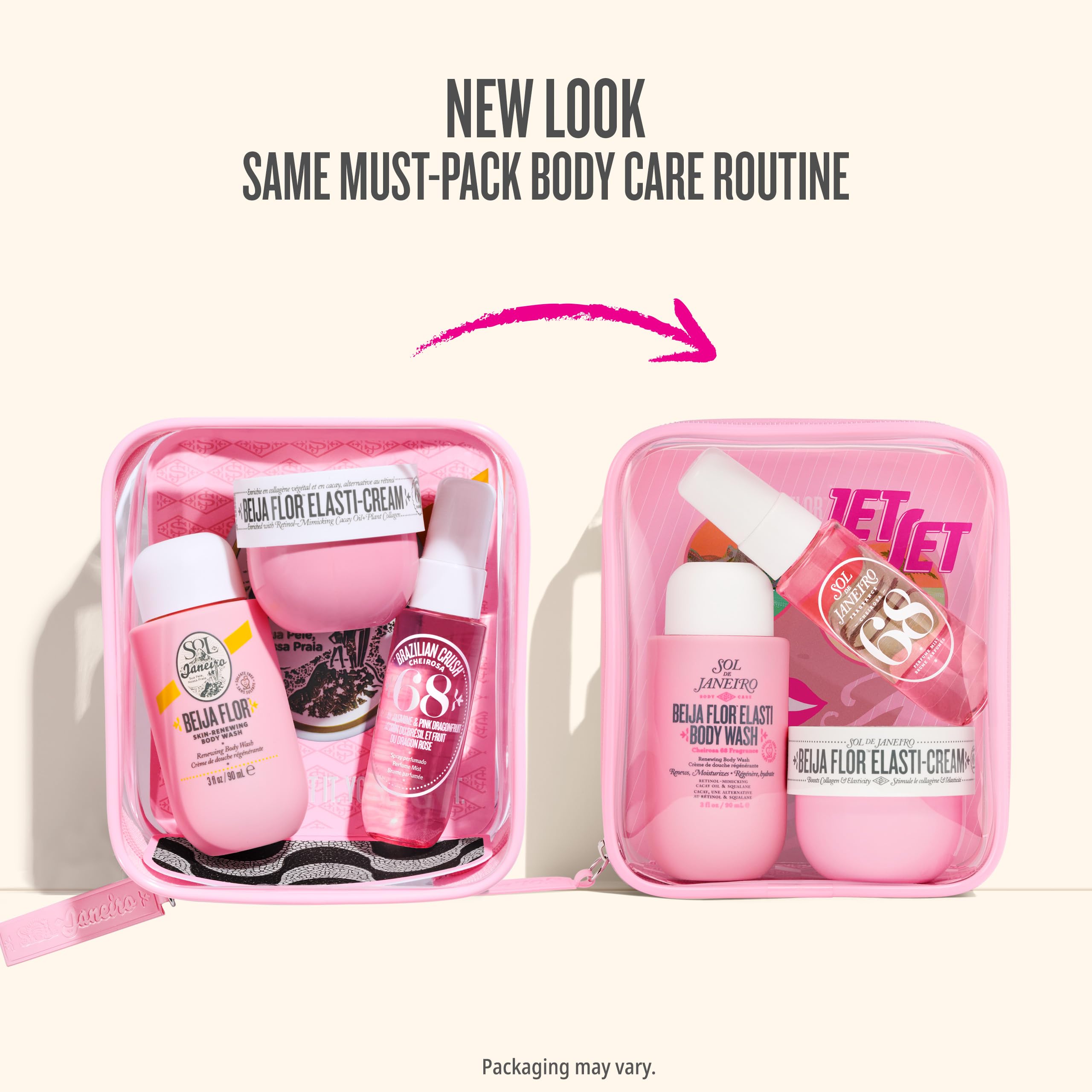 Sol de Janeiro in a beach bag lifestyle shot showing portable skincare for sunny getaways