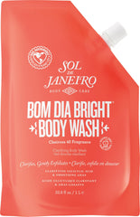 Sol de Janeiro refill pouch front packaging showing label and size, sustainable benefit