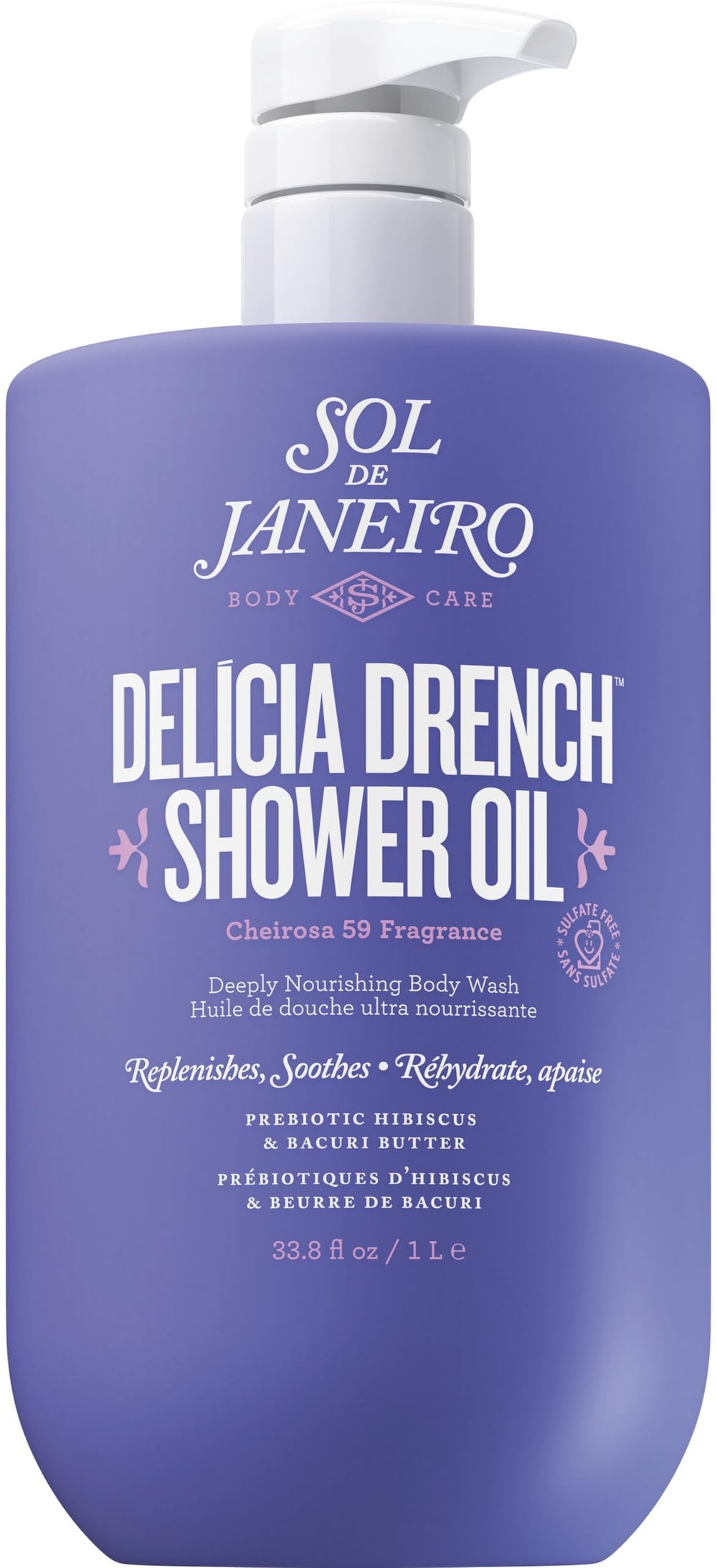 Sol de Janeiro front packaging of 1L jumbo bottle showing convenience
