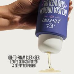 Sol de Janeiro oil texture close-up illustrating rich moisturization