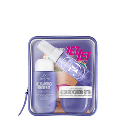 Sol de Janeiro front packaging showing trio set and travel-ready benefit