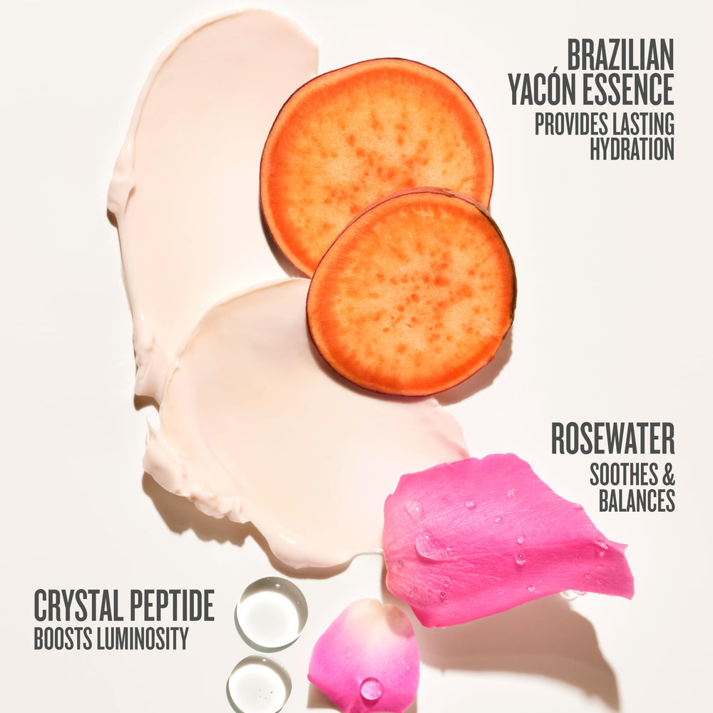 Sol de Janeiro ingredients display with rose and pistachio indicating fragrance notes