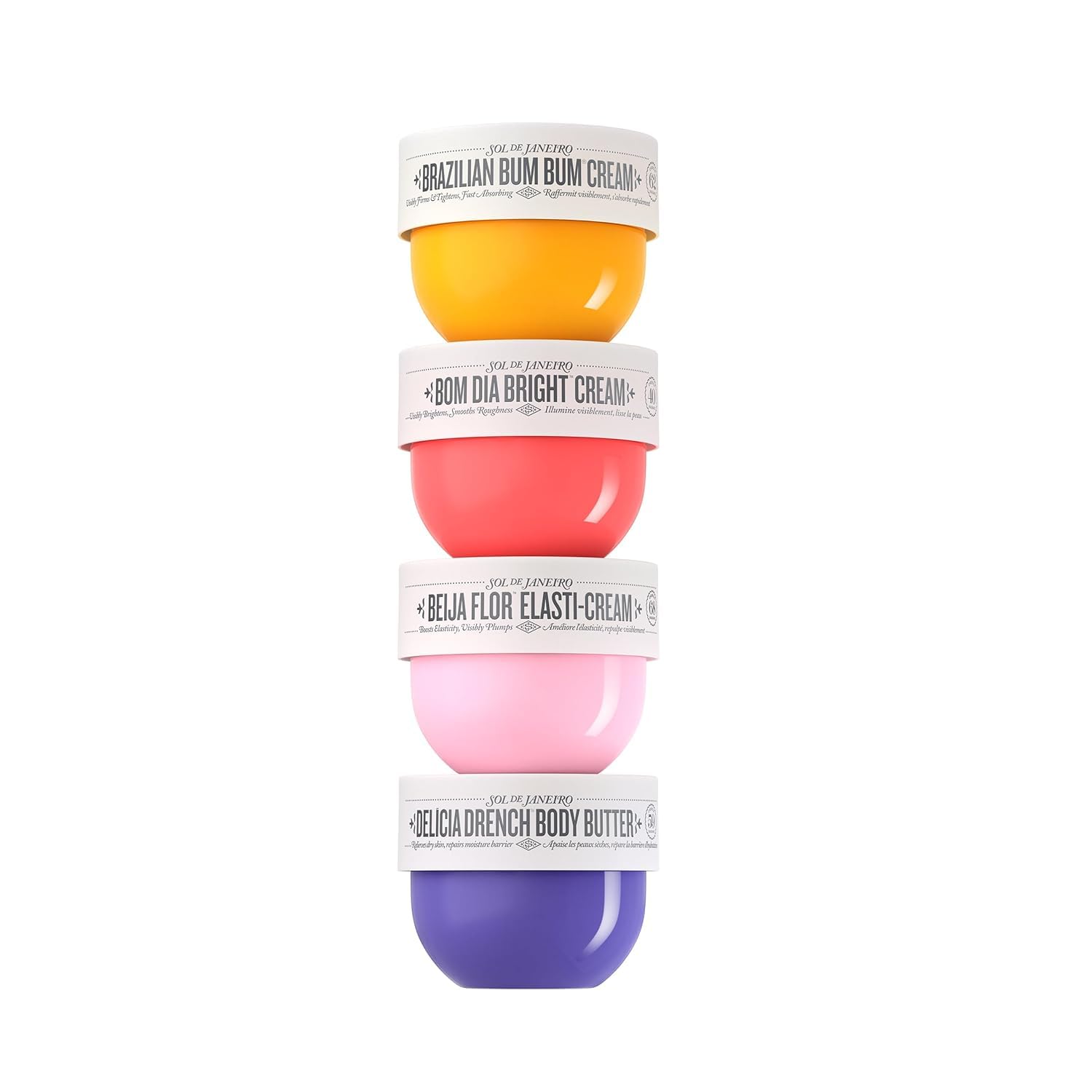 Sol de Janeiro lifestyle bathroom shelf with minis, presents gift-ready display