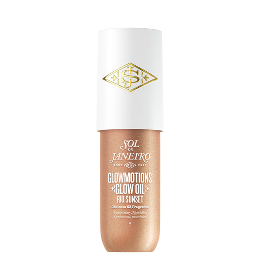 Sol de Janeiro bottle front showing champagne shimmer and glow