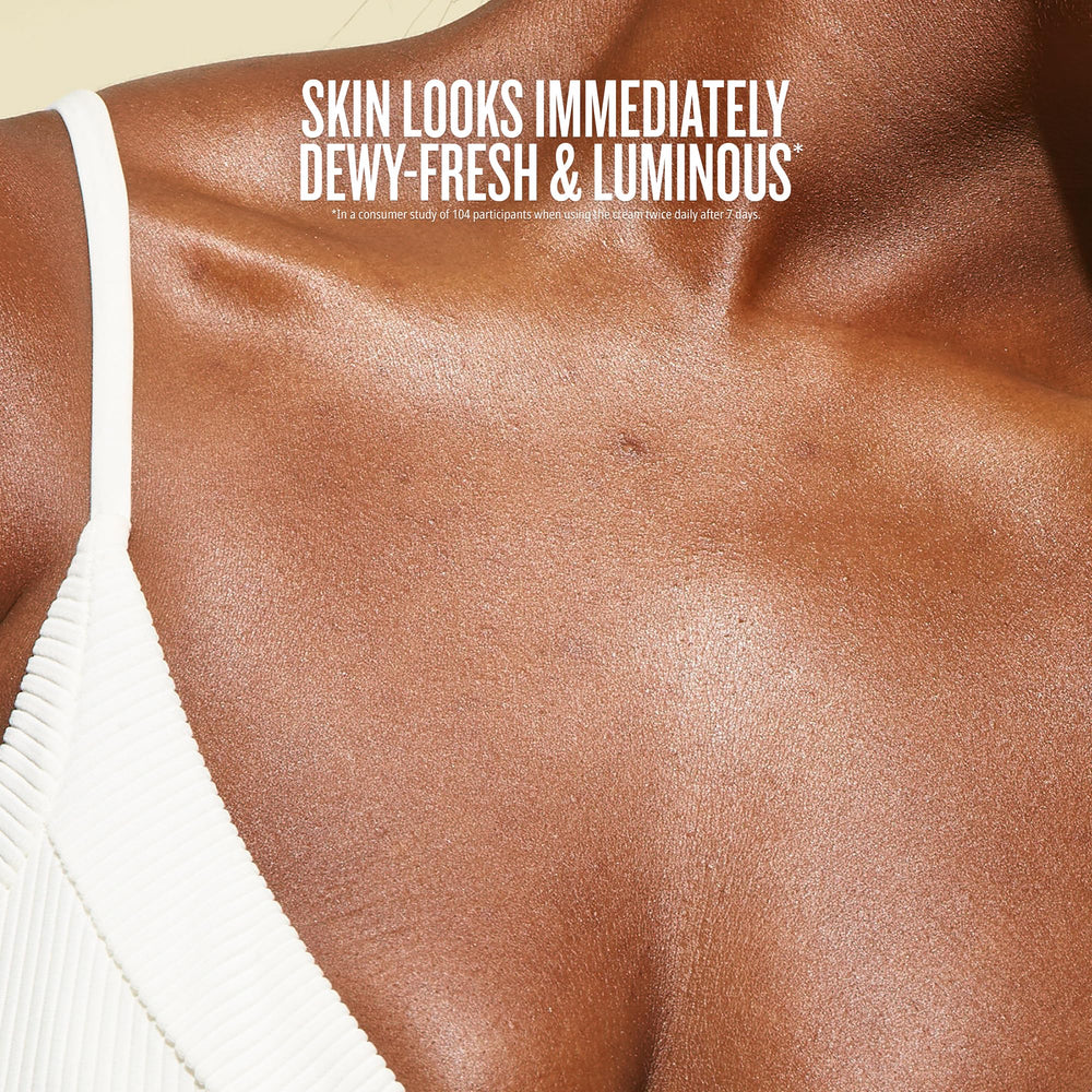 Sol de Janeiro cream swatched on arm showing dewy finish and skin-smoothing effect