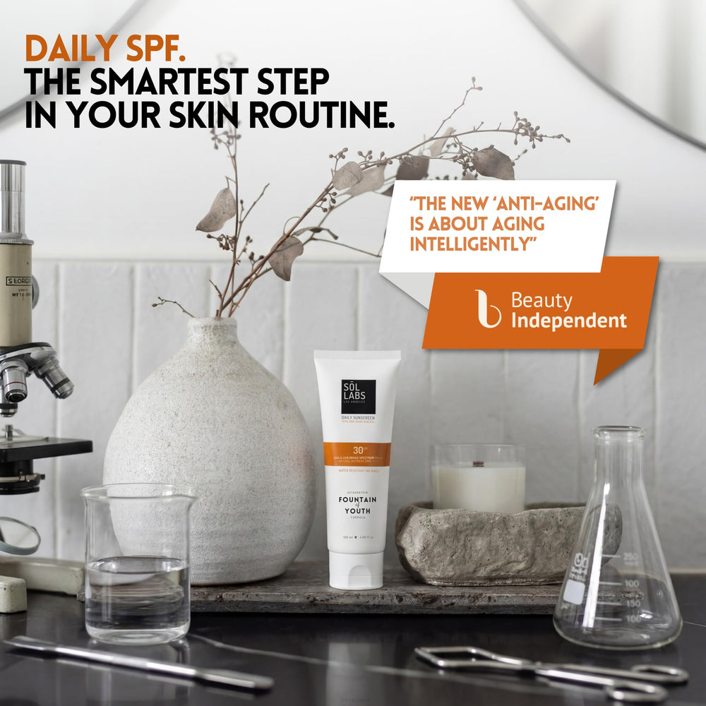 SOL LABS ingredients label photographed to show niacinamide and hyaluronic acid benefit: ingredient transparency