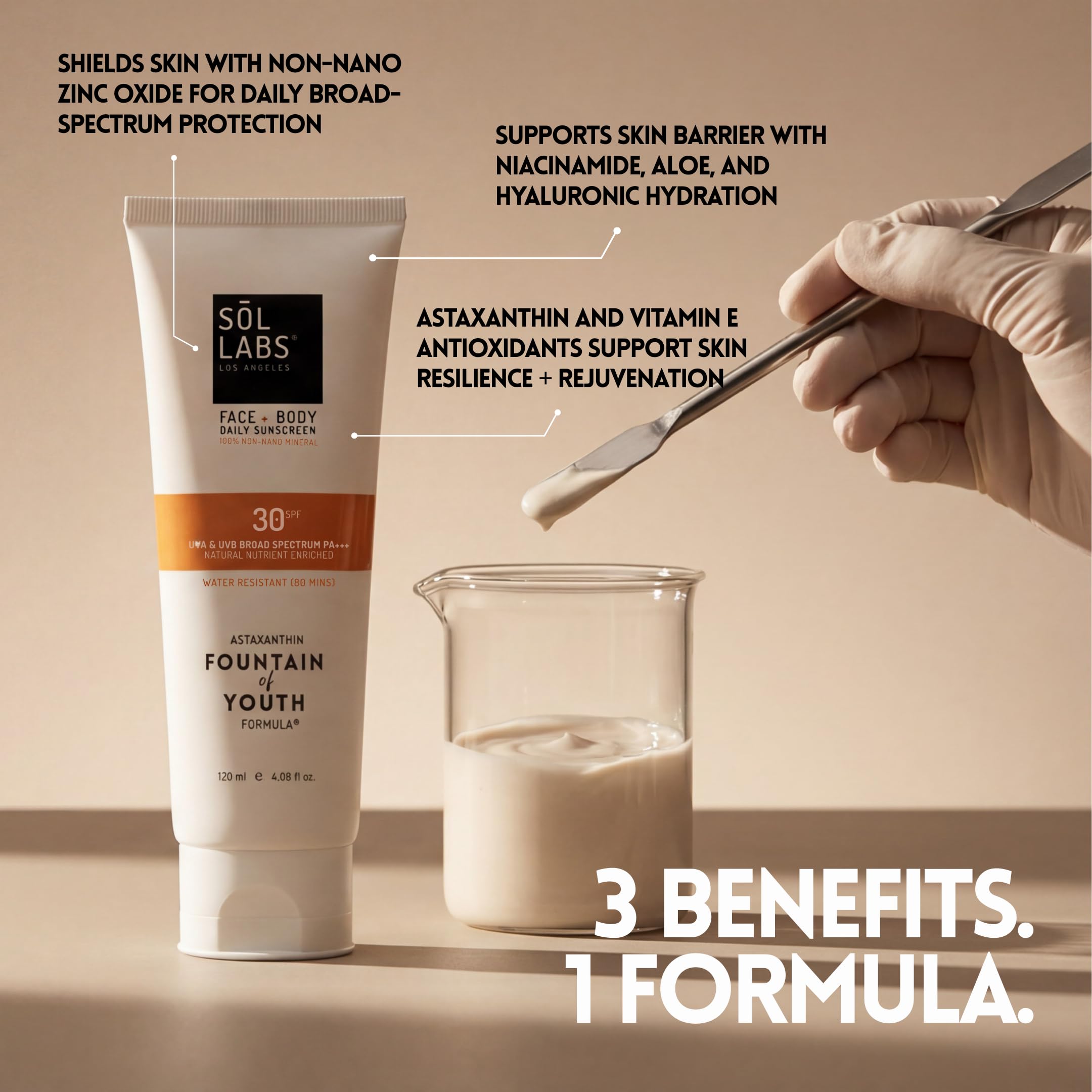 SOL LABS pump dispensing cleanser-like lotion detail benefit: hygienic controlled application