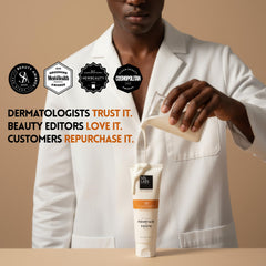 SOL LABS texture close-up highlighting lightweight lotion finish benefit: quick absorption