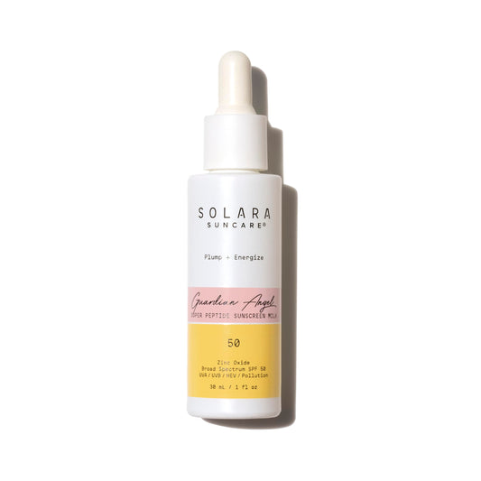 Solara Suncare front packaging showing SPF 50 and vegan badge for clear protection