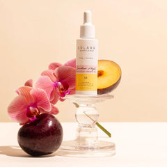 Solara Suncare label closeup highlighting zinc oxide and peptide ingredients benefits