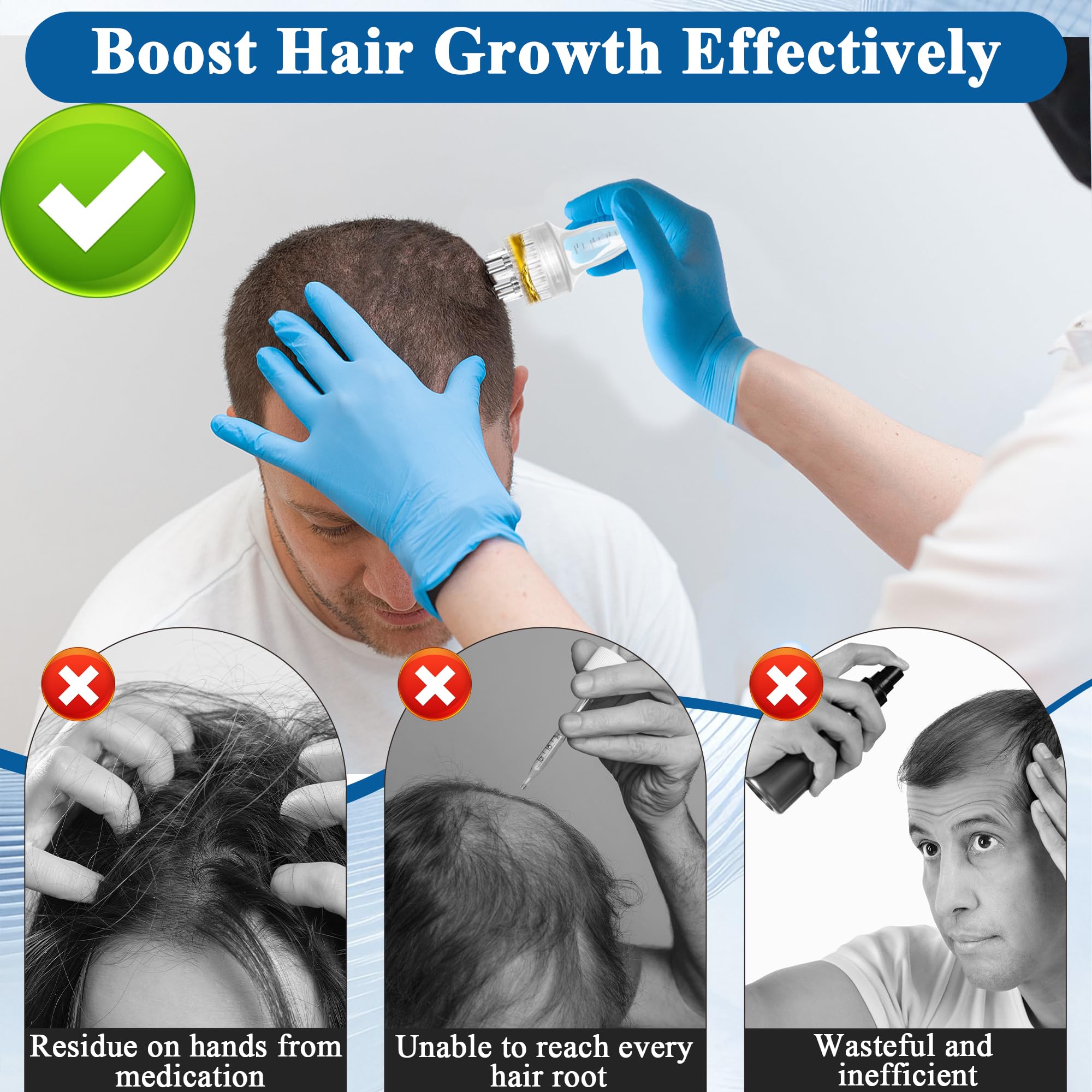 Solaradgy massage head with tips promoting better scalp contact and absorption benefit