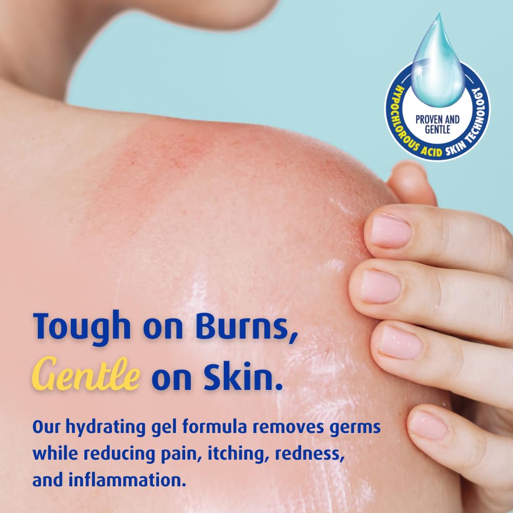 Solarcaine HOCl ingredient graphic highlighting gentle cleansing and support