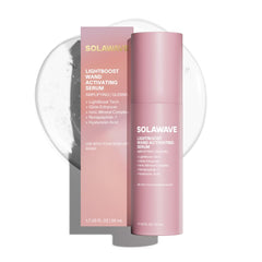 Solawave serum front bottle showing clean design and easy use benefit
