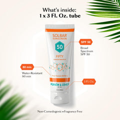 Solbar fifty cream texture closeup demonstrating quick absorption benefit