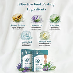 SOLE PURIFIER model wearing foot masks to show comfortable at-home application