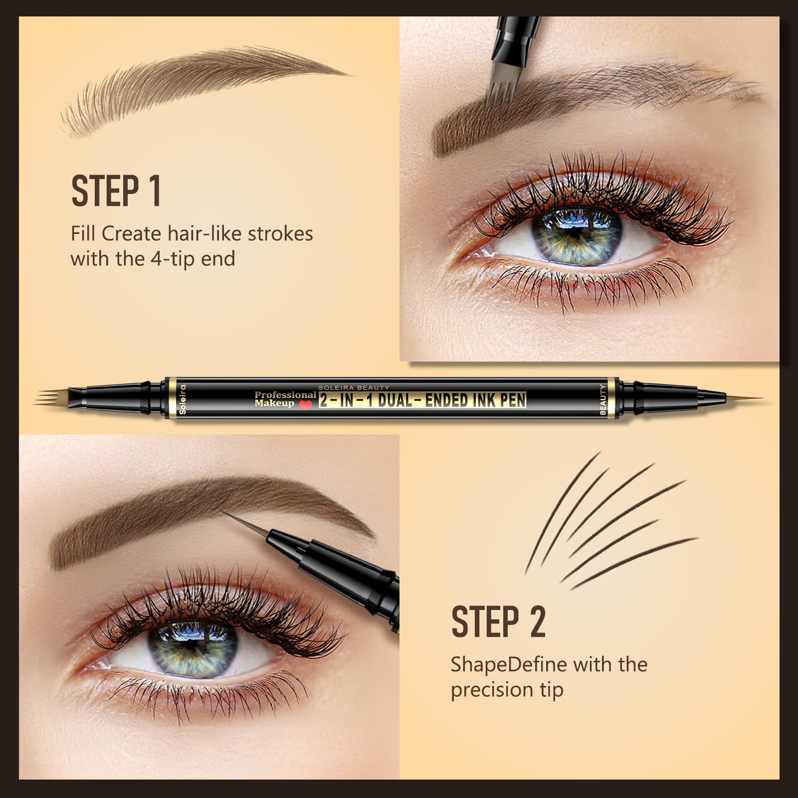 Soleira demo strokes on skin, displays natural-looking hair strokes and realistic finish