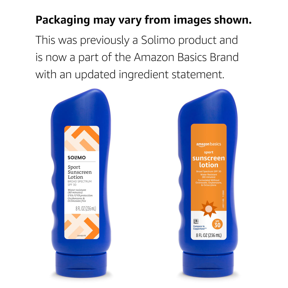 Solimo label close-up highlighting ingredient exclusions and SPF